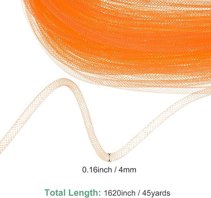Mesh Tube Ribbon 45 Yards, 4mm Elastic Fabric Ribbons Mesh Tubing for Crafts/Gift Wrapping/Flower Bouquets/Wedding/Birthday/Holiday/Wreaths Christmas/Decoration[Orange]