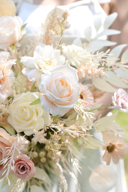 Artificial Flowers Nude Color Box Set for DIY Bridal Bouquets Wedding Shower Decorations Fake Floral Arrangements for Party Table Centerpieces Home Decor Indoor Outdoor