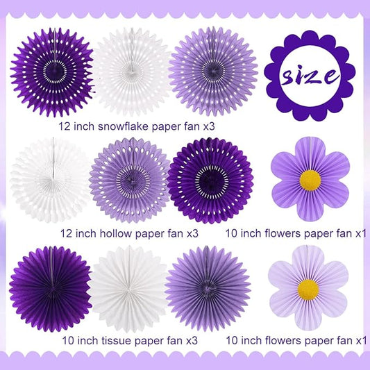 zilue Paper Fans Party Decorations Paper Flowers Decorations for Wall Classroom Floral Backdrop Baby Shower Birthday Party Flower Wall Decor Pack of 11 Purple