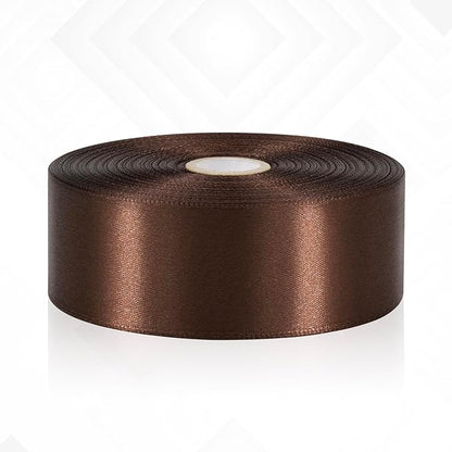 Brown Satin Ribbon 1-1/2 Inch 60 Yards, Solid Polyester Fabric Ribbons for Crafts, Flower Bouquet, Gift Wrapping, Handmade Roses, Wedding Party