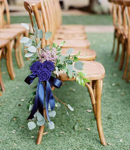 Artificial Roses,50PCS Royal Blue Roses Artificial Flowers 2.76" Sparkle Roses Glitter Flowers for Wedding Christmas DIY Wreath Home Table Floral Arrangement(Royal Blue)