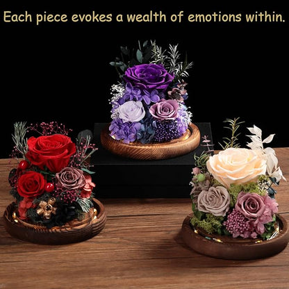 Lovenfold Flowers for Delivery Preserved Rose Gifts for Her,Forever Real Roses Flowers in Glass Dome,Birthday Gifts for Women Mom Wife Friend(Champagne Rose)