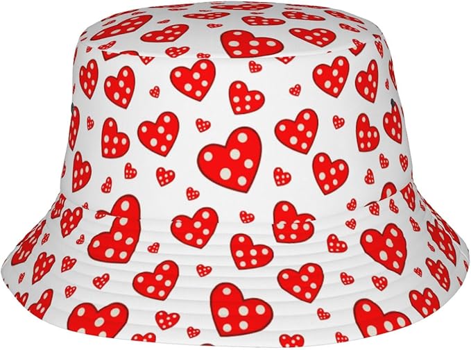 Love Bucket Hat Heart Fisherman Cap Romantic Bucket Hats Sun Caps for Hiking Camping