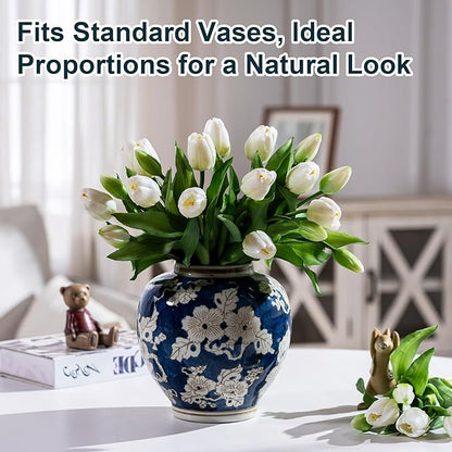 20PCS Fake Tulips Artificial Tulip Silk Flowers Fake PU Bouquet Artificial Flowers Faux Flowers with Gift Box Soft Faux Tulips Bouquets Arrangements for Party Wedding Home