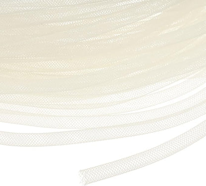 Mesh Tube Ribbon 25 Yards, 6mm Elastic Fabric Ribbons Mesh Tubing for Crafts/Gift Wrapping/Flower Bouquets/Wedding/Birthday/Holiday/Wreaths Christmas/Decoration[Natural White]
