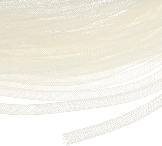 Mesh Tube Ribbon 25 Yards, 6mm Elastic Fabric Ribbons Mesh Tubing for Crafts/Gift Wrapping/Flower Bouquets/Wedding/Birthday/Holiday/Wreaths Christmas/Decoration[Natural White]