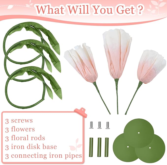 Giant Artificia Flowers Light Pink - Wedding Giant Flower for Decoration with Stand Large Paper Flowers for Bridal Shower Baby Show Party Deco