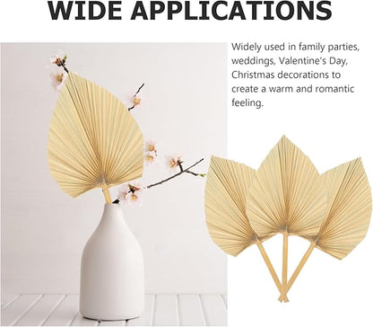 Unomor 3pcs Natural Dried Palm Leaf Decoration for Wedding Layout and Cocktail Party Adornments Premium Handmade Palm Fans for DIY Flower Arrangement Boho Wall Art and Window Display