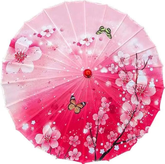33" Handmade Oiled Parasol Bamboo Silk Umbrella Chinese Japanese Art Classical Dance Umbrella Plum Blossom for Wedding Parties Photography Costumes Cosplay Decoration and Other Events