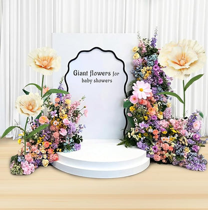 Giant Fake Flowers 5.77FT Champagne Large Paper Flowers 3D Artificial Floral Wedding Decorations for Birthday Party Outdoor Banquet Event Home Backdrop Decor