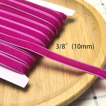 Chenkou Craft Fuschia 25 Yards 3/8" (10mm) Velvet Ribbon Lots Bulk (Fuschia, 3/8"(10mm))