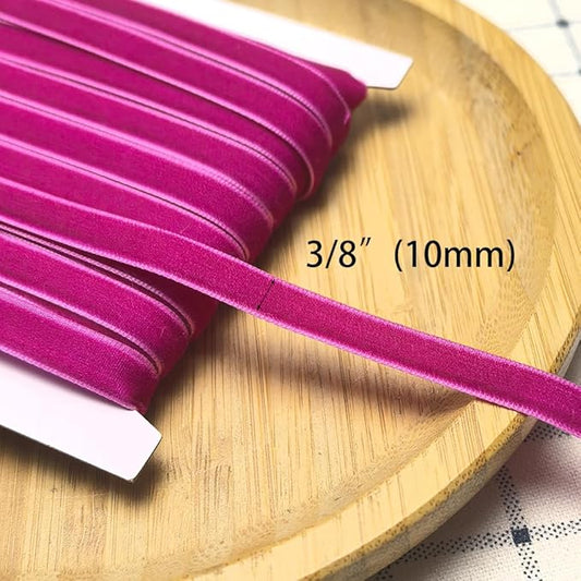 Chenkou Craft Fuschia 25 Yards 3/8" (10mm) Velvet Ribbon Lots Bulk (Fuschia, 3/8"(10mm))