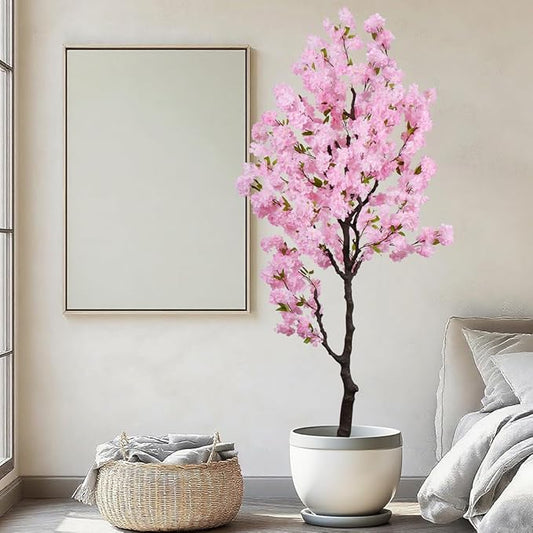 Artificial Pink Cherry Blossom Tree 7 FT Faux Flower Tree,Cherry Blossom Tree Indoor for Home Decor