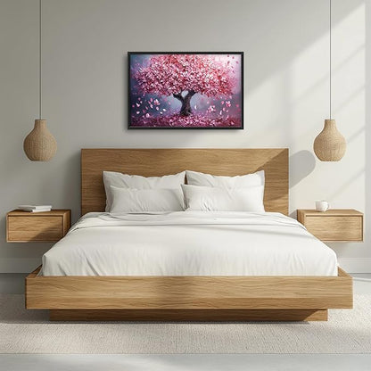 Tree Large Wall Art Romantic Pink Cherry Blossom Flowers Pictures Wall Decor Big Floral Tree of LifeCanvas Painting Prints Framed Artwork Home Decorations for Living Room Dining Room Bedroom Office 36x24"