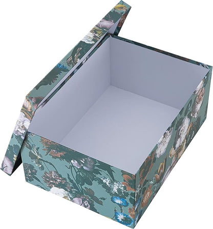 Soul & Lane Decorative Storage Cardboard Boxes with Lids | Elegance in Bloom - Set of 3 | Floral Moody Paperboard Nesting Boxes