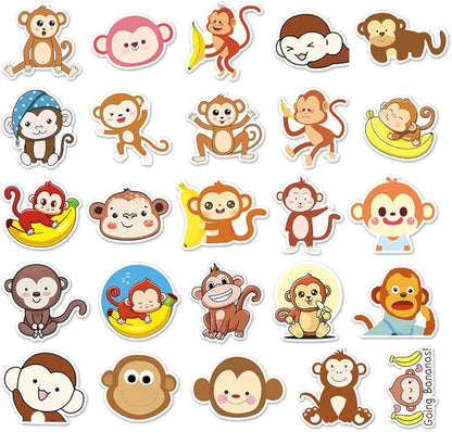Monkey Vinyl Stickers for Teens Boy Girls Kids|50 Pcs|Cute Cartoon Waterproof Stickers for Laptop Phone Tablet Luggage Flasks Water Bottle Notebook Bike Scrapbook,Lovely Animals Decals Pack(Monkey)