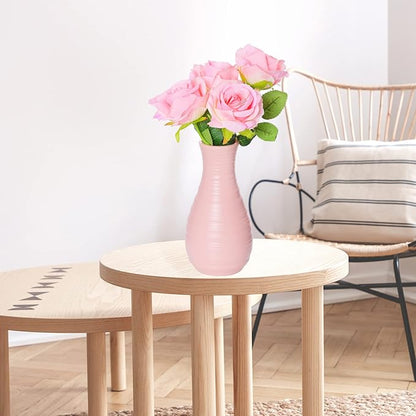 2 Pack Composite Plastics Flower Vase, Unbreakable Ceramic Look Vase for Home Decor Centerpieces, Arranging Bouquets (Pink)