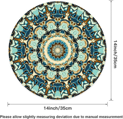 Mandala Round Placemat Set of 6 Elegant Linen Table Mats for Dining, Heat Resistant, Stain Resistant Perfect for Dinner Parties, Restaurants, and Everyday Use