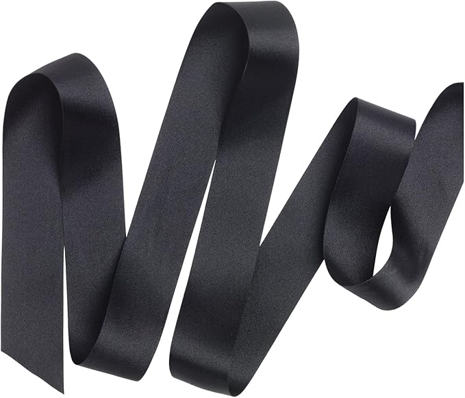 PMLAND Black Fabric Satin Ribbon 3/8'' Inch x 27 Yards Double Faced Use for Crafts Gift Wrapping Floral Bouquets Ornaments Hair Bows Party Decoration