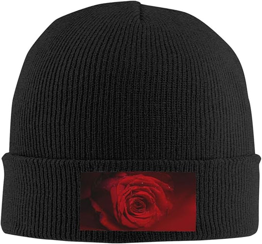 Cute Rose Beanie Hat Rose Beanie Cap Rose Flower Knitted Beanies Flower Knit Hats Winter Hat for Women Men