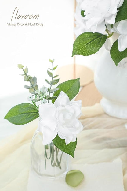 Floroom Artificial Gardenia Flowers 2.7" 25pcs Real Looking White Foam Fake Flowers with Stems for DIY Wedding Bouquets Bridal Shower Centerpieces Floral Arrangements Party Tables Home Decorations