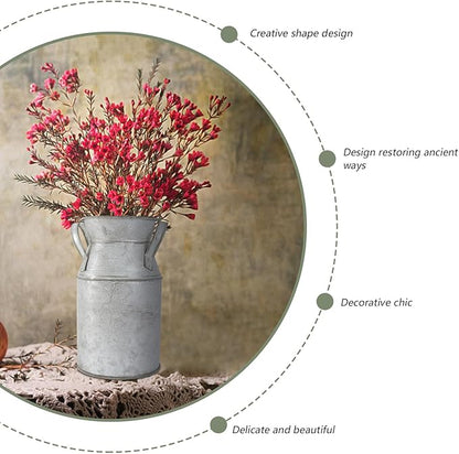 Wrought Iron Flower Vase, Vintage Metal Tin Bucket for Dried and Fresh Flowers, Decorative Centerpiece (7. 28 X 4. 33 X 3. 74 Inch)