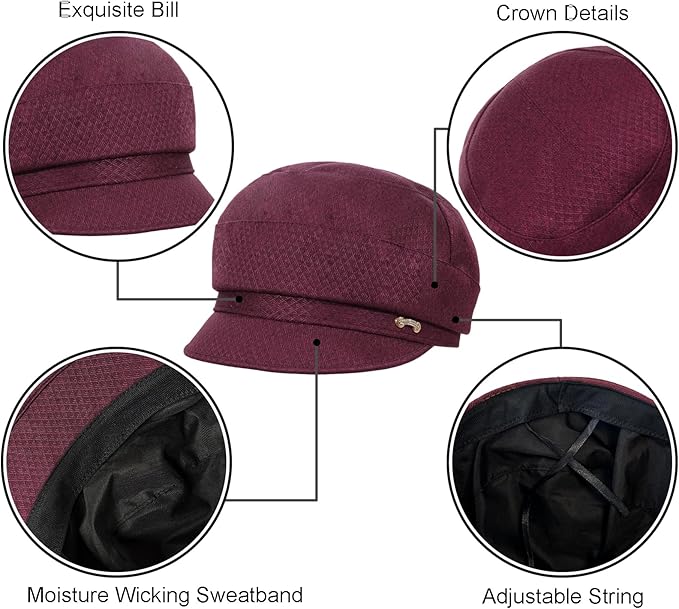 Women Retro Classic Visor Newsboy Cabbie Cap Beret Hats with Flower Buckle for Woman Ladies
