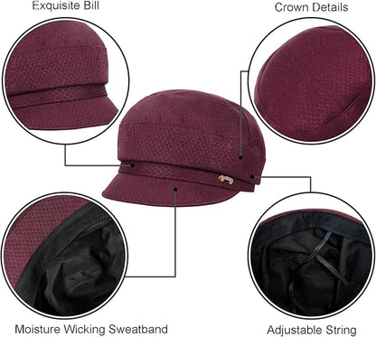 Women Retro Classic Visor Newsboy Cabbie Cap Beret Hats with Flower Buckle for Woman Ladies