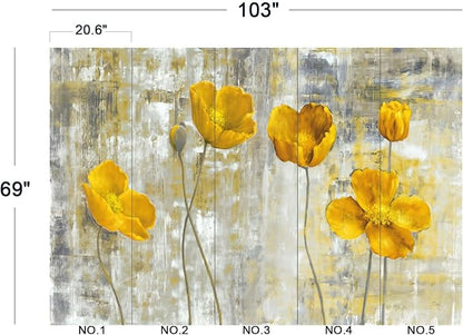 Yellow Oil Painting Flowers Wall Mural Wallpaper for Bedroom 103" x 69"