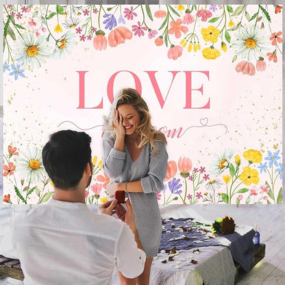 Sensfun Love in Bloom Bridal Shower Decorations Wildflower Wedding Shower Backdrop Pink Love in Bloom Engagement Party Background Spring Floral Wedding Bachelorette Party Decorations Supplies 8x6ft