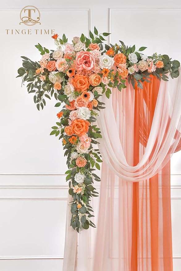 TINGE TIME Artificial Arch Flowers Kit Pack of 5, Wedding Decorations for Reception with Hanging Flowers, Wedding Arch Silk Floral Arrangements Ceremony Backdrop Bridal Shower Outdoor Party Decor