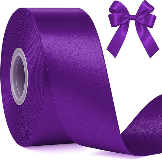 Fullive 1 1/2 Inch Ribbon for Gift Wrapping, 30 Yards Dark Purple Halloween Ribbon, Polyester Satin Ribbons for Birthday Halloween Mardi Gras Decorations DIY Bows Wrapping Bouquet Floral Arrangements