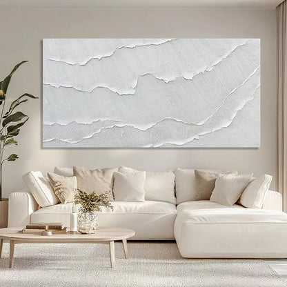 WINKAILIN Large White Abstract Textured Canvas Wall Art 73x147 Oversized Minimalist Painting Modern Artwork for Living Room Bedroom Office Décor