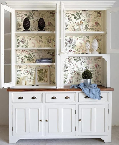 Erfoni 17.7" x 394" Removable Peel and Stick Wallpaper Floral and Leaf Contact Paper Boho Flower Self Adhesive Wallpaper DIY Vintage Wall Paper Decoration for Accent Wall Cabinets Decor Waterproof