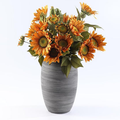 ALMA 12'' Wide Mouth Vase Home Decor, Black Boho Tall Pampas Grass Vase for Table Centerpieces, Grey Rustic Decorative Vase for Living Room, Farmhouse, Entryway, Mantel, Bookshelf