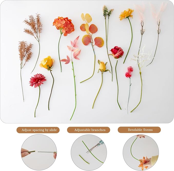 Artificial Flowers Combo Orange Flowers Mix Silk Flowers Gerbera, fake flowers for DIY Wedding Bridal Bouquets, Floral Arrangement, Table Centerpieces. Fake Plastic Flowers Bulk Vase Decoration
