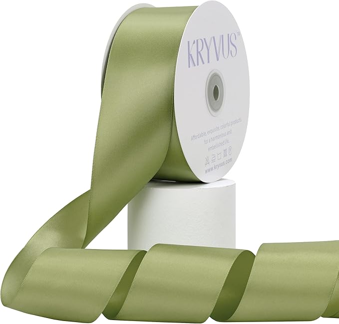 Moss Green Satin Ribbon, Double Faced 2 Inch X 50 Yards Moss Green Ribbon, Premium Satin Ribbon for Gift Wrapping, Crafts, Hair Bow Making, Sewing, Flower Bouquet, Wedding Party Decor