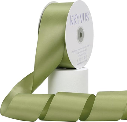Moss Green Satin Ribbon, Double Faced 2 Inch X 50 Yards Moss Green Ribbon, Premium Satin Ribbon for Gift Wrapping, Crafts, Hair Bow Making, Sewing, Flower Bouquet, Wedding Party Decor