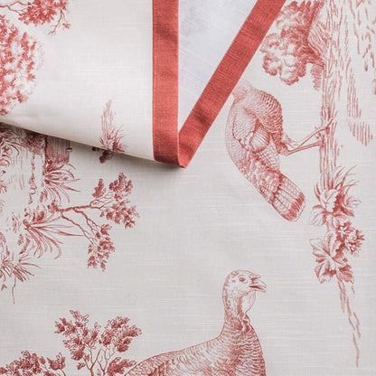 Maison d' Hermine Table Runner 100% Cotton Single Layer Table Runners 90 inches Long for Thanksgiving Christmas Decorations Home Kitchen Dining Party Wedding (Holy Jouy - Red, 14.5" x 90")