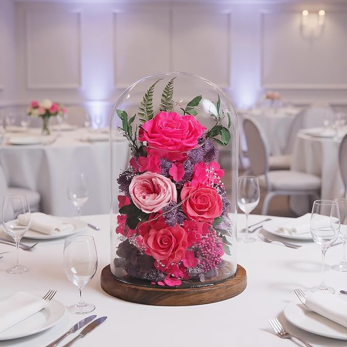 Flowers for Delivery Preserved Flowers Rose in Glass Dome,Reddish Rose Forever Flowers Birthday Gifts for Women Mom Grandma Friend Gifts for Her,Home Decor