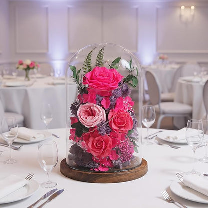 Flowers for Delivery Preserved Flowers Rose in Glass Dome,Reddish Rose Forever Flowers Birthday Gifts for Women Mom Grandma Friend Gifts for Her,Home Decor