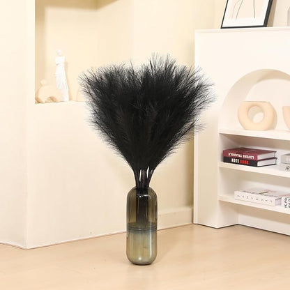 9 Stems Black Pampas Grass - 38 Inch Tall Faux Pompous Grass Decor, Long Artificial Pompas Floral for Gothic Room Decoration, Wedding Flower Arrangement, Halloween and Home Decor (Black)
