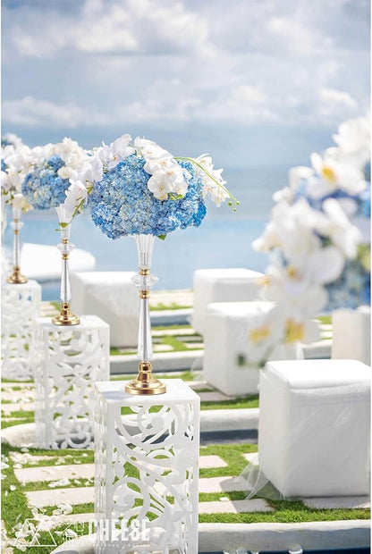 VIJIV Tall Crystal Acrylic Flower Vases for Centerpieces, 23.6" Large Clear Decorative Trumpet Vases, Wedding Flower Stand with Ribbed, Table/Floor Vase for Bridal Showers & Dining Room, Home Décor