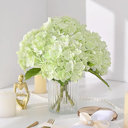 MARTINE MALL 2Pcs 21in Hydrangea Artificial Flowers, Latex Real Touch Hydrangeas Lifelike Large Hydrangea Flowers for Home Decor Party Arrangements Wedding Bouquets Centerpieces (Light Green)
