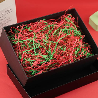 Uptotop 1 LB Crinkle Cut Paper Shred Filler for Gift Wrapping Basket Filling, Birthday, Christmas, Thanksgiving, Wedding, Mother's Day, Red and Green