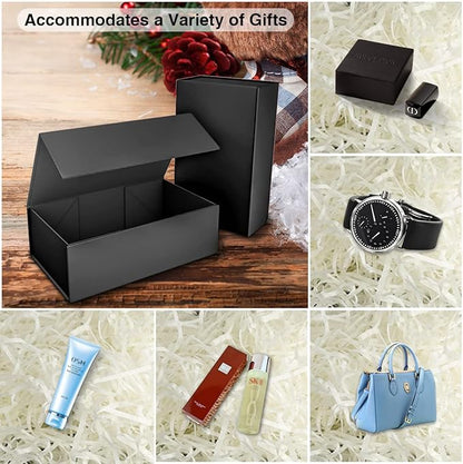 Gift Boxes Black with Magnetic Closure Lid 10" X 6" X 3" Gift Boxes for Presents,Luxury for Gift Packaging, Bridesmaid Gifts Box,Birthday Gift Box,Christmas Gift Box(5PCS)