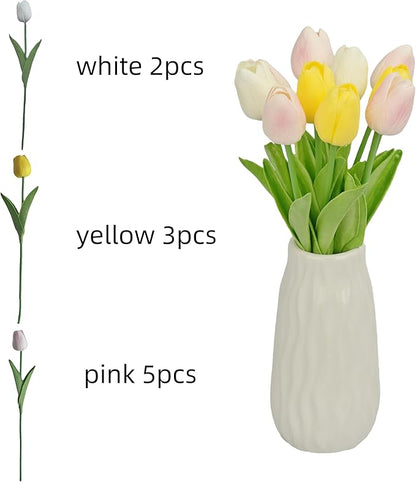 10PCS All Saints' Day Artificial Flower Tulips PU Real Touch Tulips for Home Wedding Decoration Brides Hand Holding Bouquet Artificial Flower Decoration