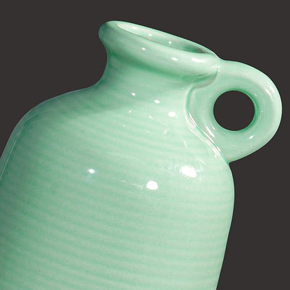 Sunddo Ceramic Flower Vase 10 Inch - Green Decorative Vases with Handle, Modern Vase for Home Decor, Mantel, Living Room, Bedroom, Table, Bedroom Decor