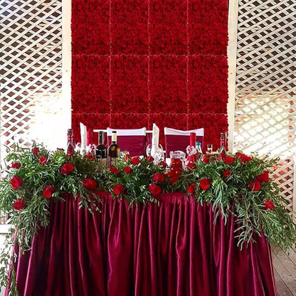 BLOSMON Flower Wall Panel Backdrop - 12 Pcs 24 x 16 Inch Red Artificial Hydrangea Floral Panels for Wedding Party Baby Bridal Shower Decor - 3D Fake Silk Flower Backdrop Decoration