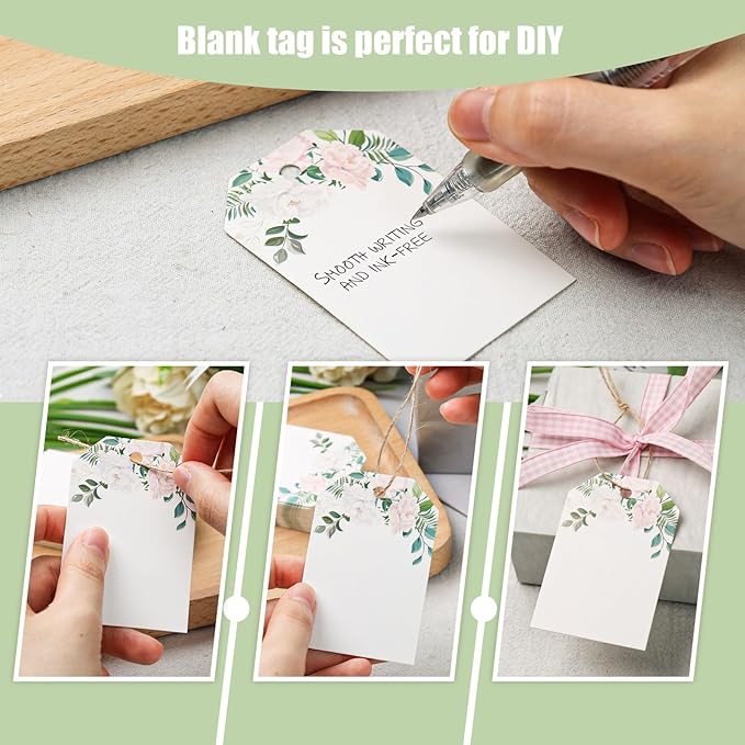 VGOODALL 80PCS Gift Tags with String Attached, 2 x 3 inch Floral Design Gift Tag for Presents, Bridal Shower, Wedding Birthday, Baby Shower